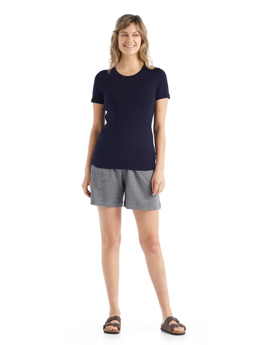 Women's Icebreaker Merino Tech Lite II Short Sleeve T Shirts Midnight Navy | CA 1370BEXC